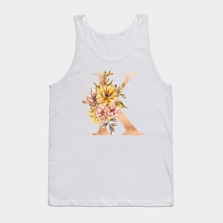 Watercolor sunflower bouquet monogram letter K Tank Top